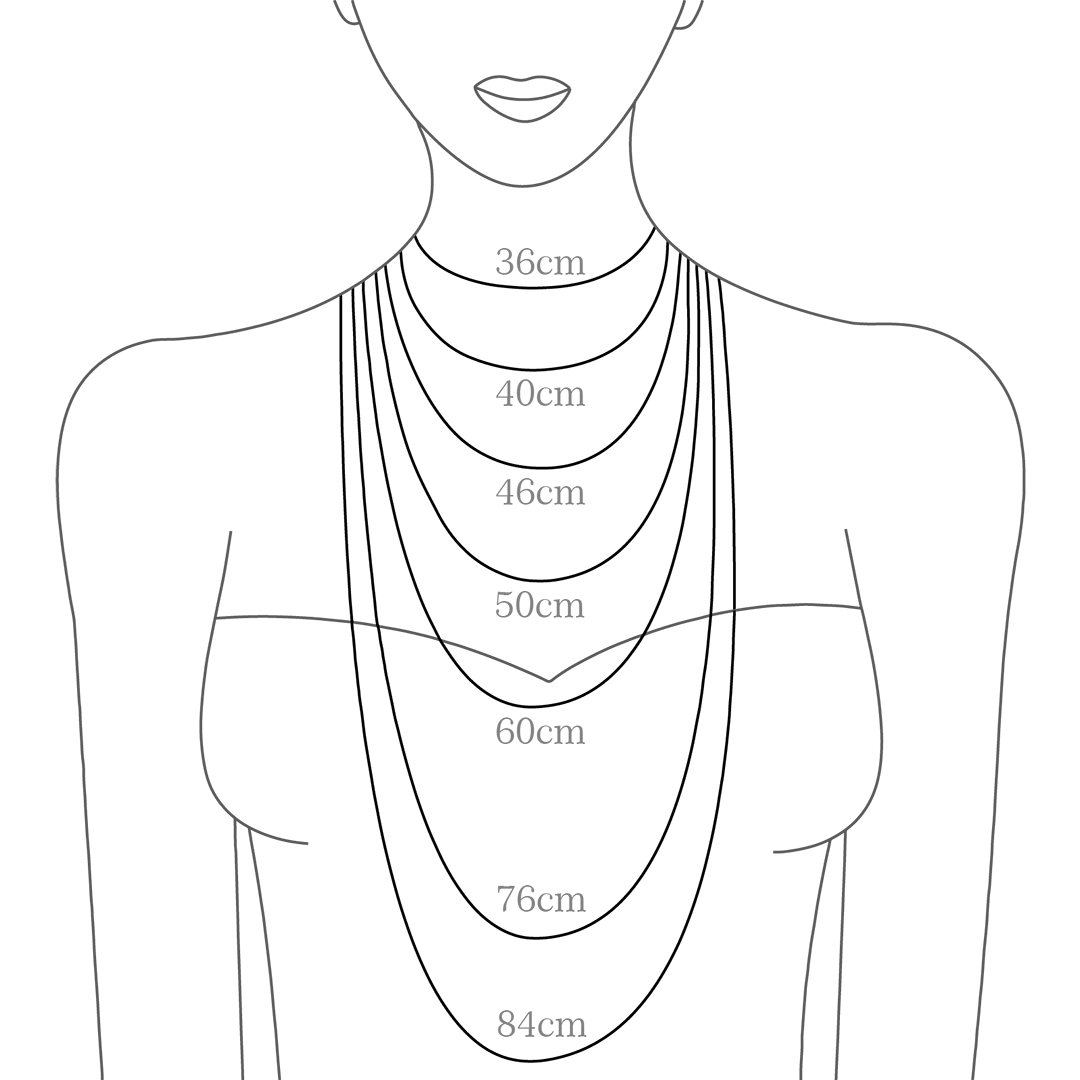 Imagem ilustrativa dos tamanhos dos colares